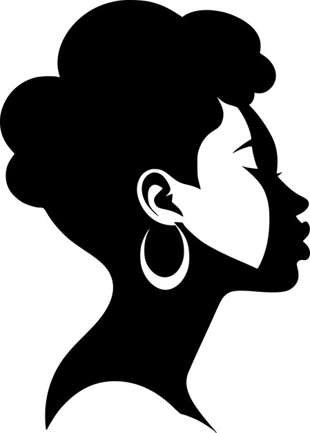 Mujer negra ilustración vectorial en blanco y negro