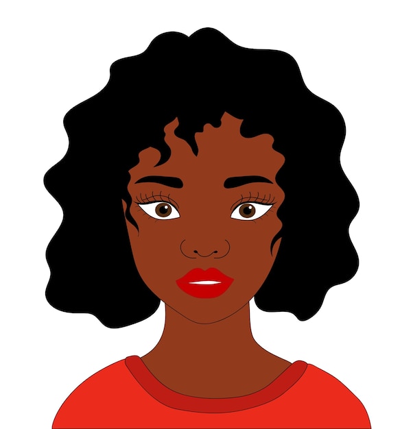 Mujer negra Ilustración vectorial de una chica negra con cabello rizado Póster postal avatar