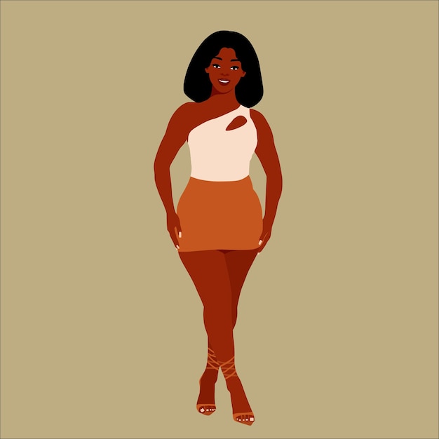Mujer negra de moda moderna en un elegante vector de estilo artístico