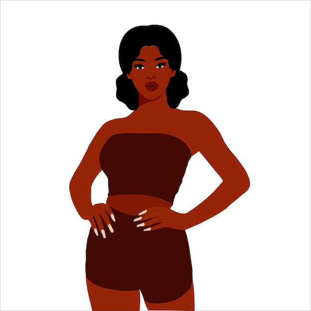 Mujer negra de moda moderna en un elegante vector de estilo artístico