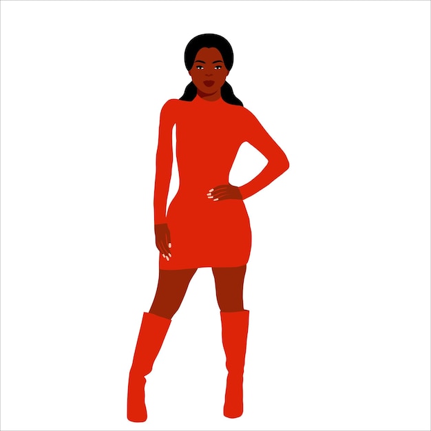 Mujer negra de moda moderna en un elegante vector de estilo artístico