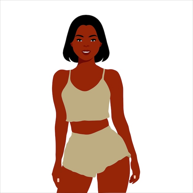 Mujer negra de moda moderna en un elegante vector de estilo artístico