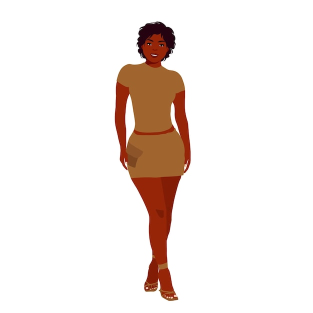 Mujer negra de moda moderna en un elegante vector de estilo artístico