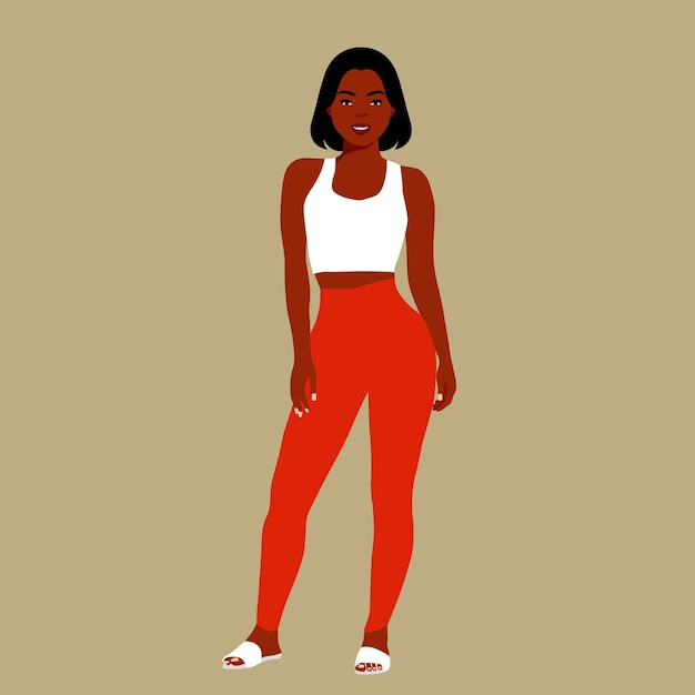 Mujer negra de moda moderna en un elegante vector de estilo artístico