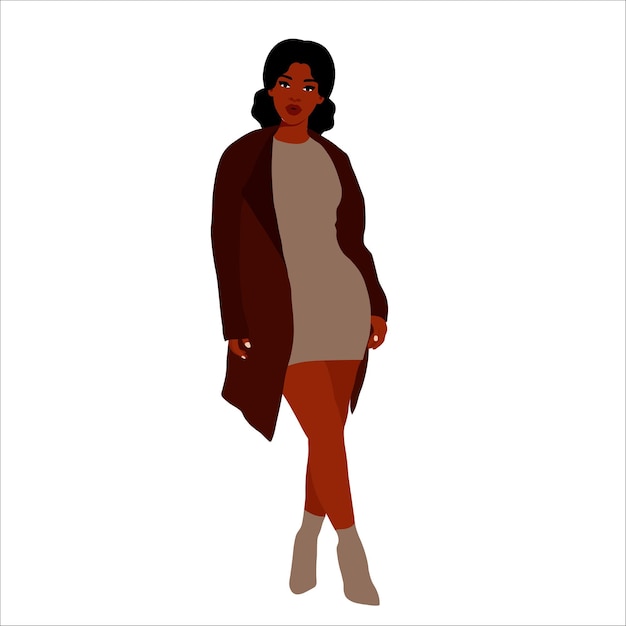 Mujer negra de moda moderna en un elegante vector de estilo artístico