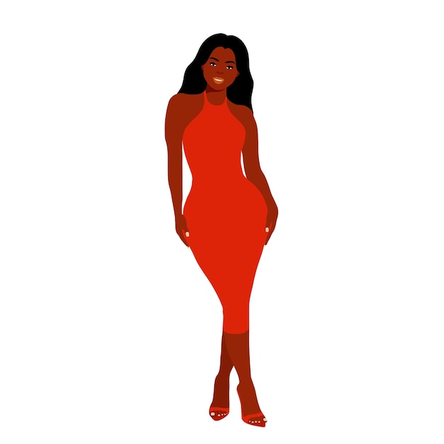 Mujer negra de moda moderna en un elegante vector de estilo artístico
