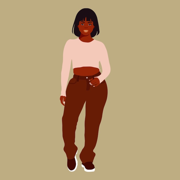 Mujer negra de moda moderna en un elegante vector de estilo artístico