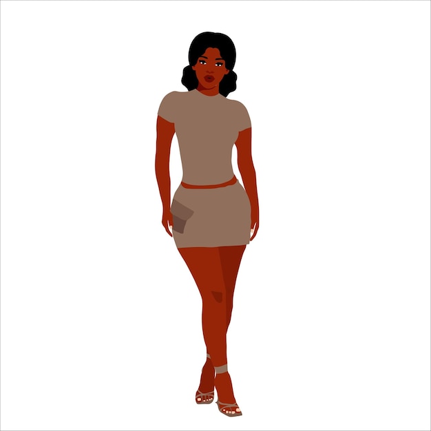 Mujer negra de moda moderna en un elegante vector de estilo artístico