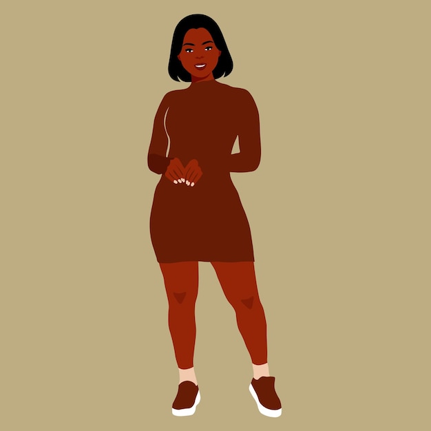 Mujer negra de moda moderna en un elegante vector de estilo artístico