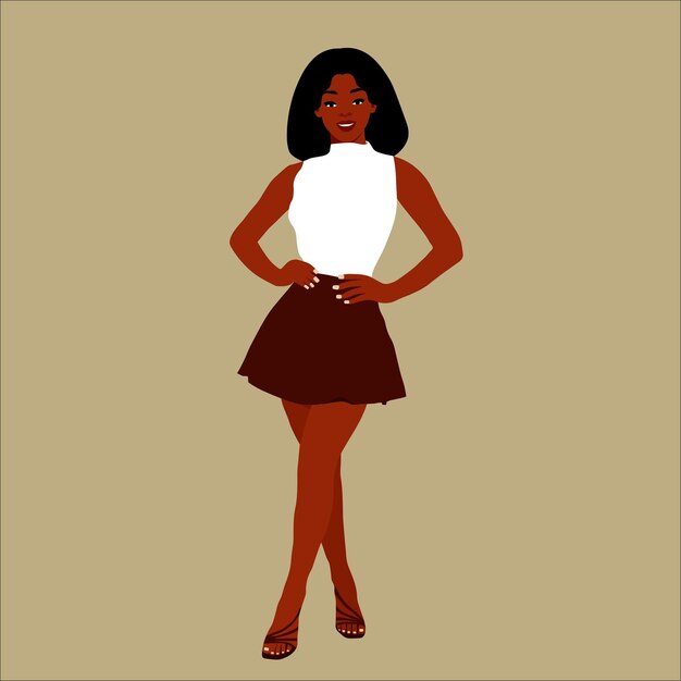 Mujer negra de moda moderna en un elegante vector de estilo artístico