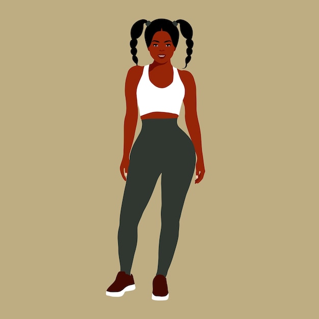 Mujer negra de moda moderna en un elegante vector de estilo artístico