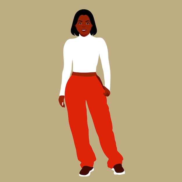 Mujer negra de moda moderna en un elegante vector de estilo artístico