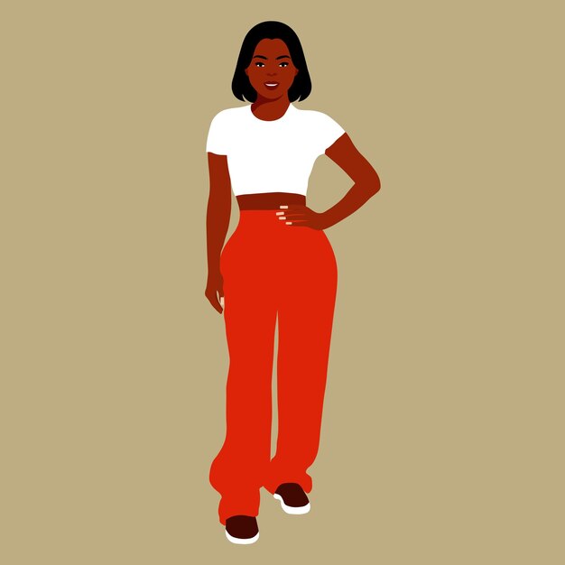 Mujer negra de moda moderna en un elegante vector de estilo artístico