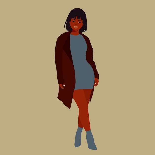 Mujer negra de moda moderna en un elegante vector de estilo artístico