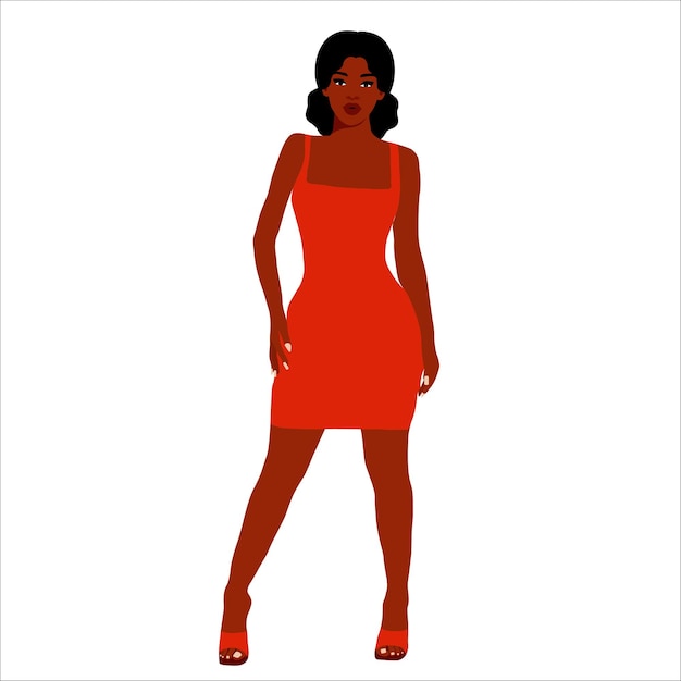 Mujer negra de moda moderna en un elegante vector de estilo artístico