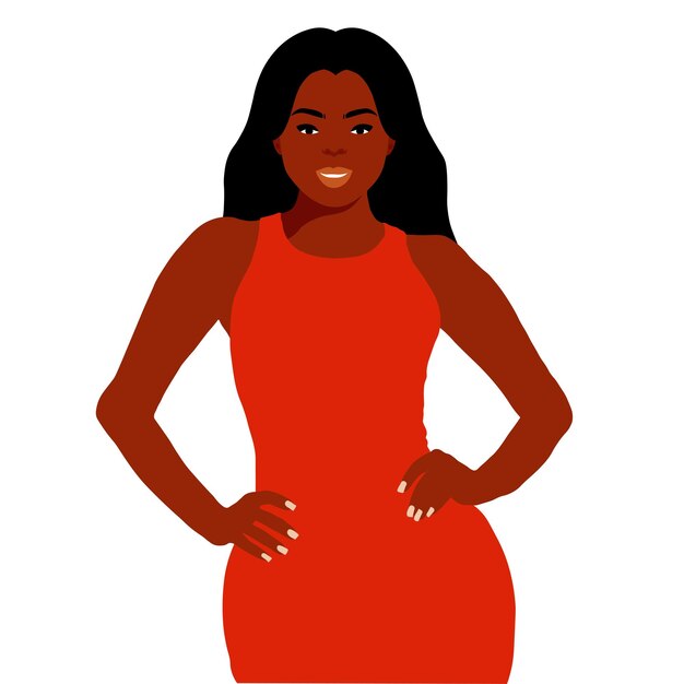 Mujer negra de moda moderna en un elegante vector de estilo artístico