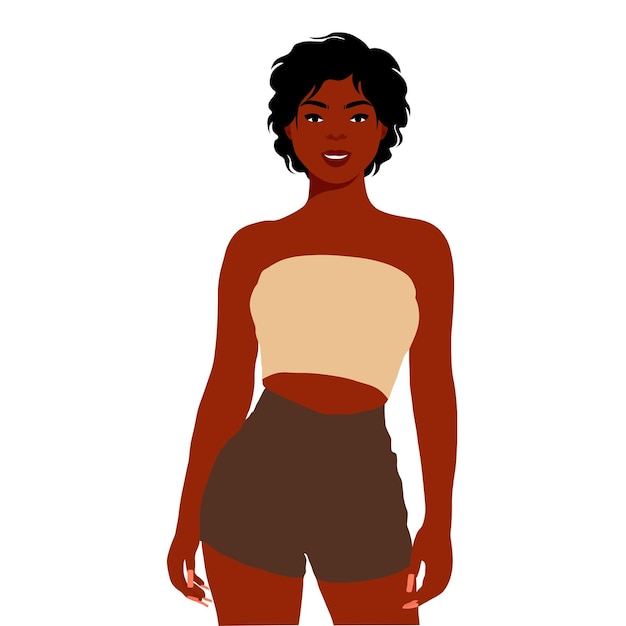 Mujer negra de moda moderna en un elegante vector de estilo artístico