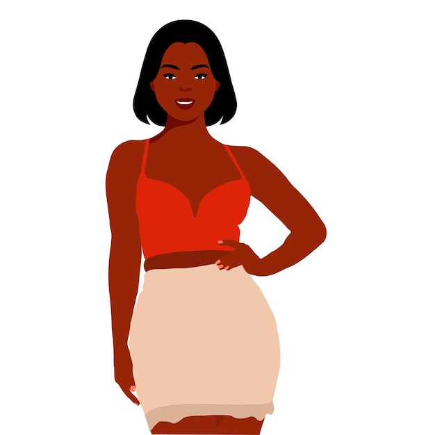 Mujer negra de moda moderna en un elegante vector de estilo artístico