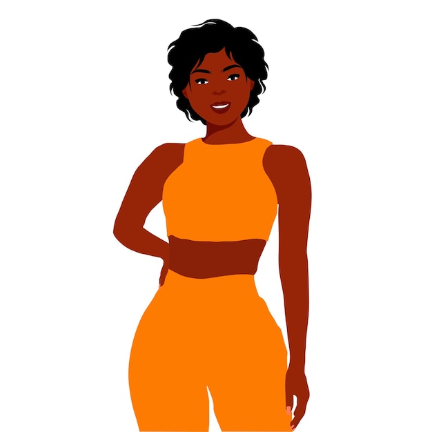 Mujer negra de moda moderna en un elegante vector de estilo artístico