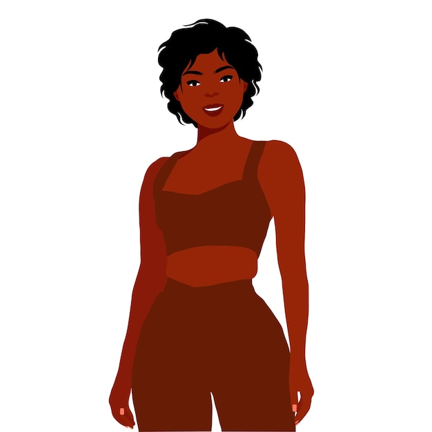 Mujer negra de moda moderna en un elegante vector de estilo artístico