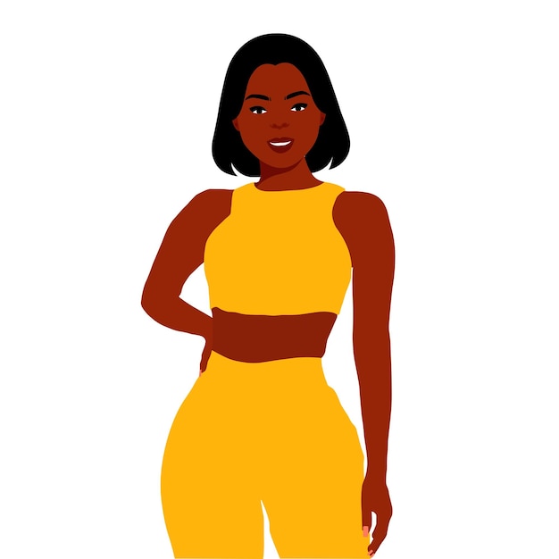 Mujer negra de moda moderna en un elegante vector de estilo artístico