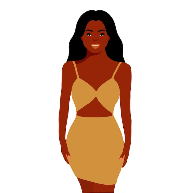 Mujer negra de moda moderna en un elegante vector de estilo artístico