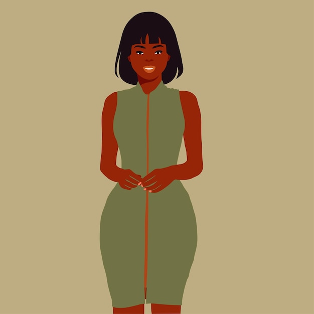 Mujer negra de moda moderna en un elegante vector de estilo artístico