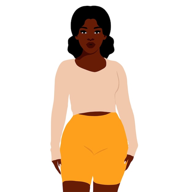 Mujer negra de moda moderna en un elegante vector de estilo artístico