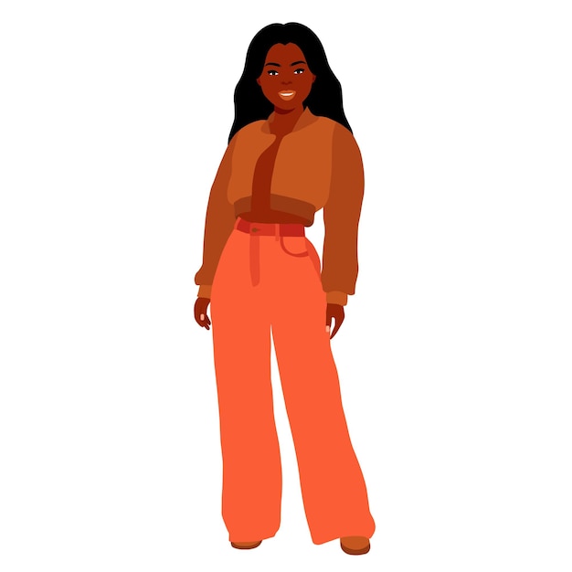 Mujer negra de moda moderna en un elegante vector de estilo artístico