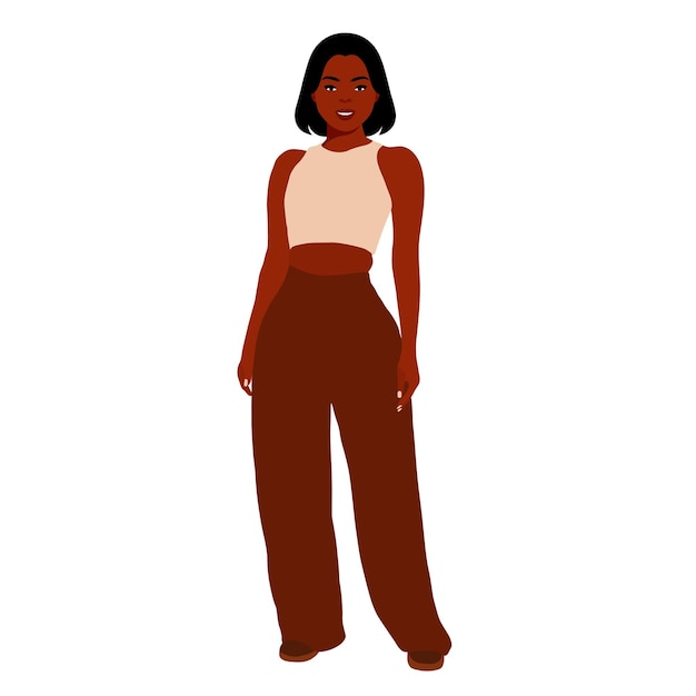 Mujer negra de moda moderna en un elegante vector de estilo artístico
