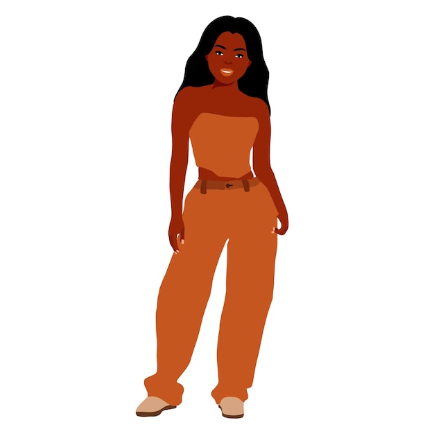 Mujer negra de moda moderna en un elegante vector de estilo artístico