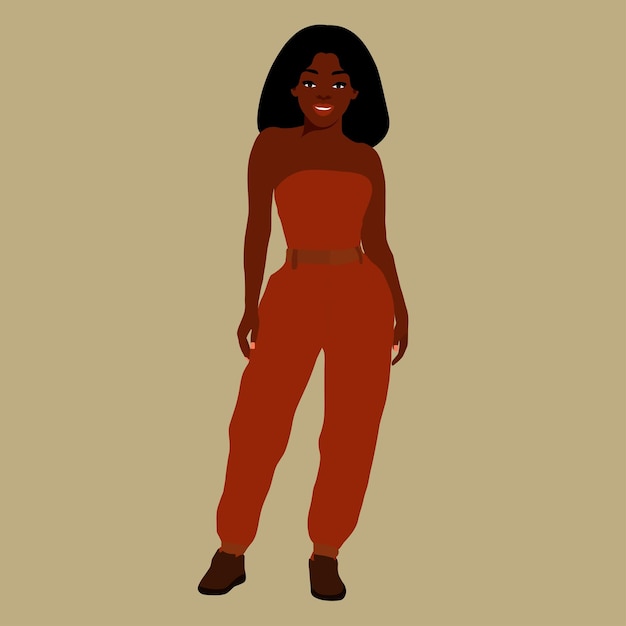 Mujer negra de moda moderna en un elegante vector de estilo artístico