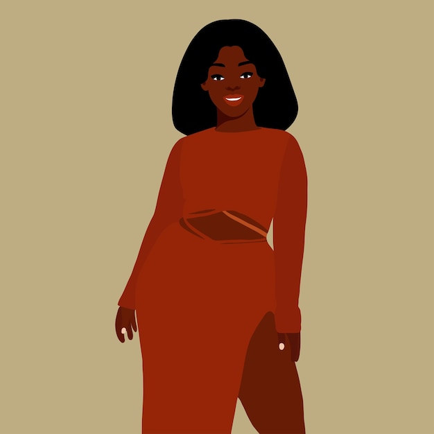 Mujer negra de moda moderna en un elegante vector de estilo artístico