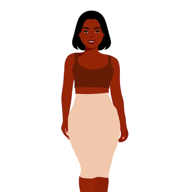 Mujer negra de moda moderna en un elegante vector de estilo artístico