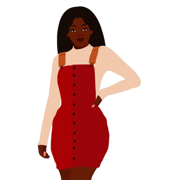 Mujer negra de moda moderna en un elegante vector de estilo artístico