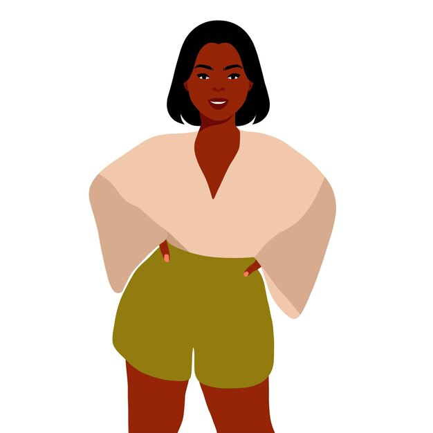 Mujer negra de moda moderna en un elegante vector de estilo artístico