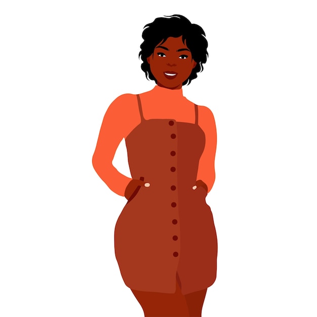 Mujer negra de moda moderna en un elegante vector de estilo artístico