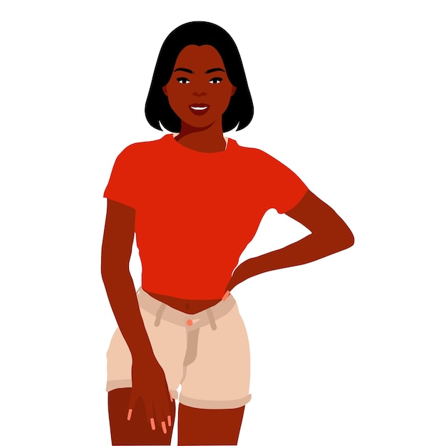 Mujer negra de moda moderna en un elegante vector de estilo artístico