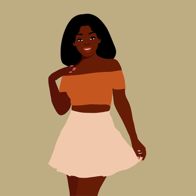 Mujer negra de moda moderna en un elegante vector de estilo artístico