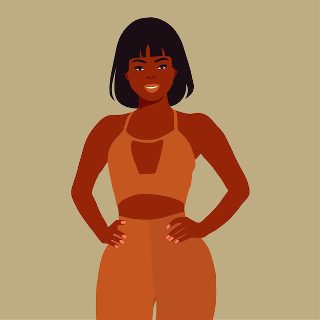 Mujer negra de moda moderna en un elegante vector de estilo artístico