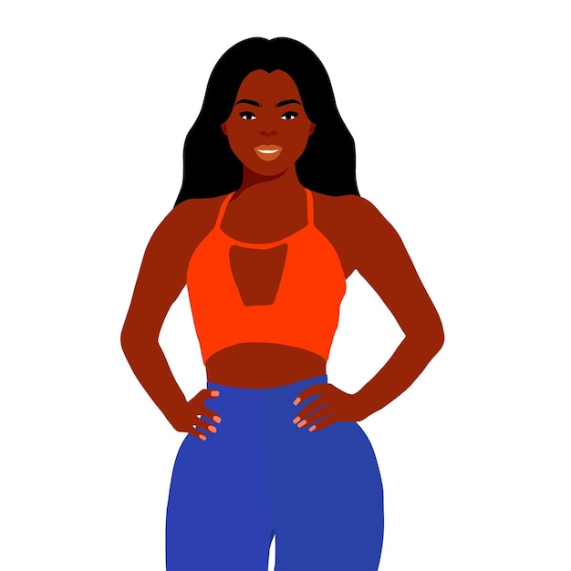Mujer negra de moda moderna en un elegante vector de estilo artístico