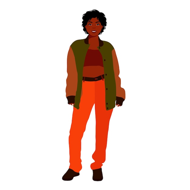 Mujer negra de moda moderna en un elegante vector de estilo artístico