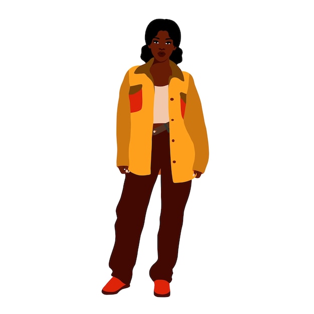 Mujer negra de moda moderna en un elegante vector de estilo artístico