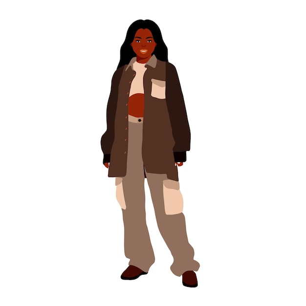 Mujer negra de moda moderna en un elegante vector de estilo artístico