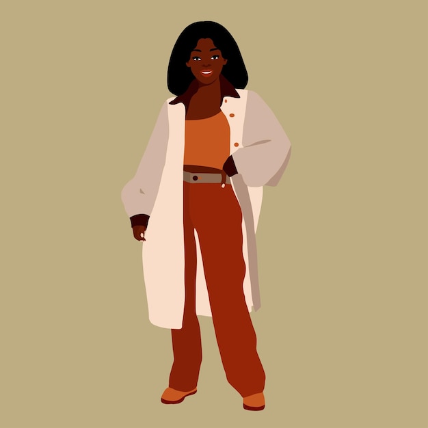 Mujer negra de moda moderna en un elegante vector de estilo artístico
