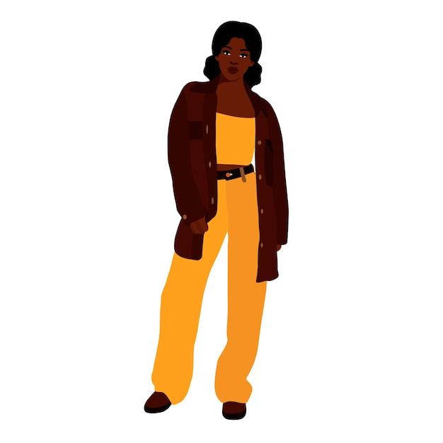 Mujer negra de moda moderna en un elegante vector de estilo artístico