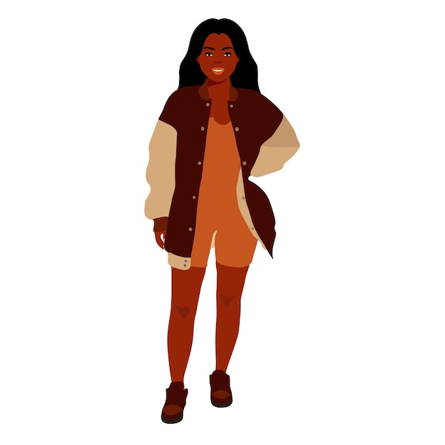 Mujer negra de moda moderna en un elegante vector de estilo artístico