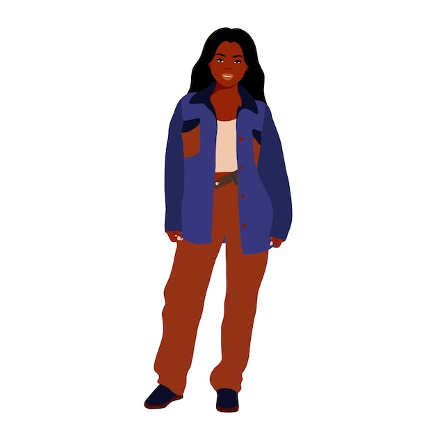 Mujer negra de moda moderna en un elegante vector de estilo artístico
