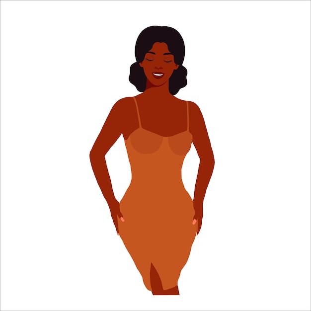 Mujer negra de moda moderna en un elegante vector de estilo artístico