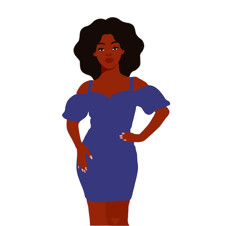 Vector mujer negra de moda moderna en un elegante vector de estilo artístico